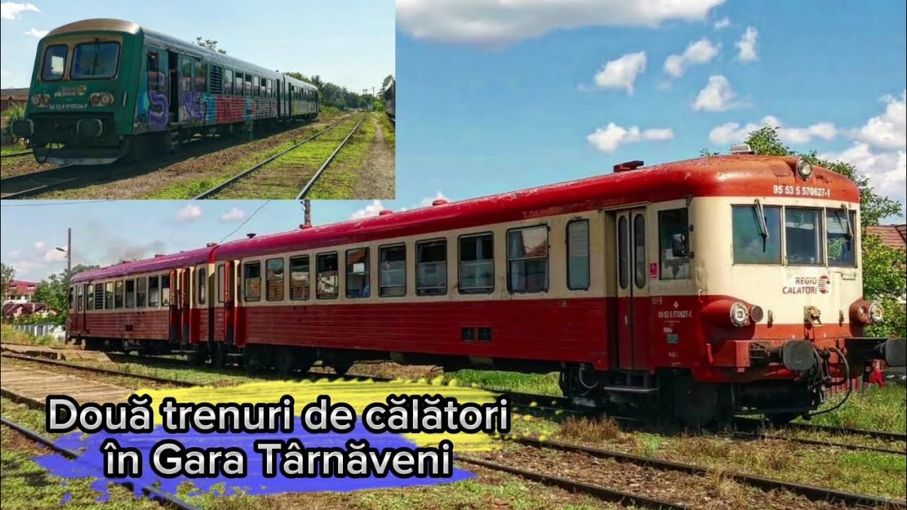 Două trenuri de călători în Gara Târnăveni/Two passenger trains in Târnăveni Station