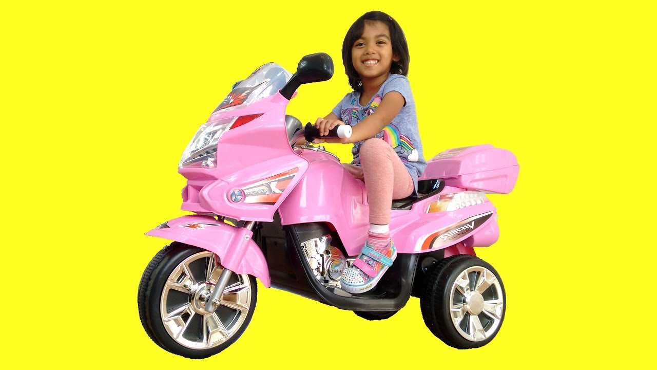 Little Girl Unboxing Pink BMW Motorbike Ride On | Surprise Power Wheels Assembly and Playtime