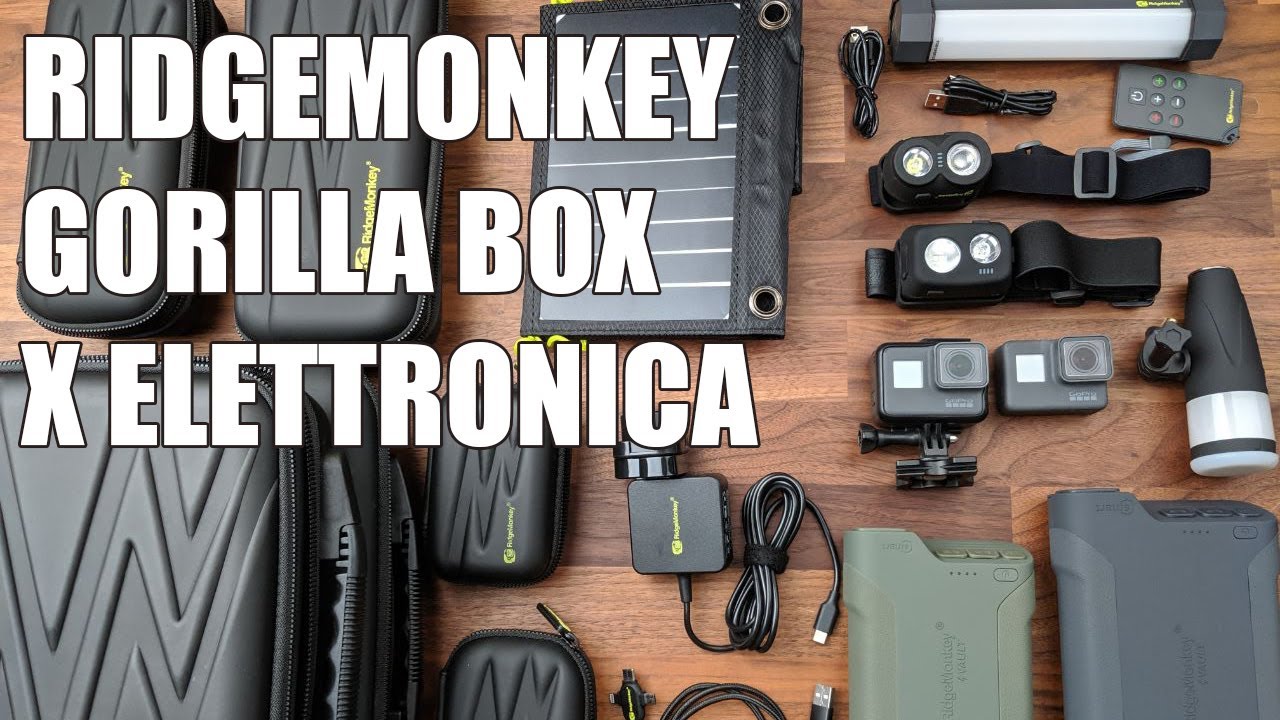 🐵🐵GORILLA BOX: serie TECH borse carp fishing in EVA per lampade da testa e da tenda, batterie, etc