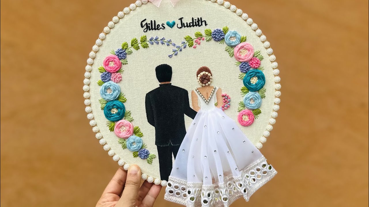 Very Beautiful Hand Embroidery Couple Hoopart Making ❤️ Tutorial for Beginners with free pattern