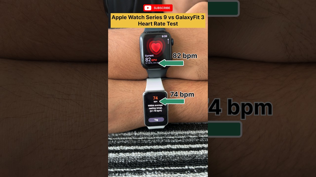 Apple Watch Series 9 Vs Samsung Galaxy Fit 3 Heart Rate Comparison #applewatch #galaxyfit3