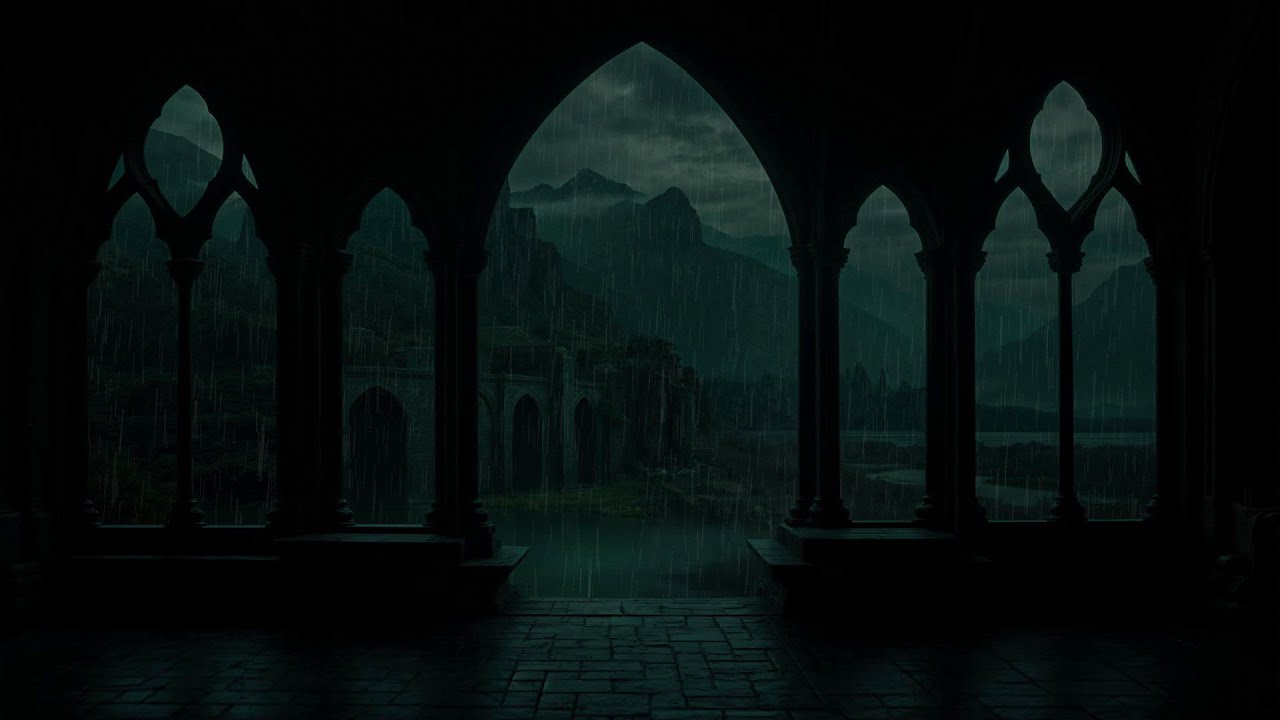 4K Castle Window Thunderstorm 🏰⛈️ | Deep Sleep Rain & Thunder Ambience for Stress Relief