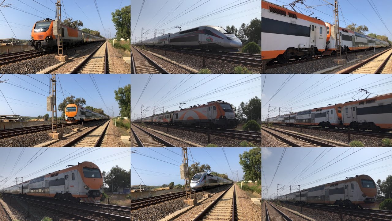 Trains en vitesse 4K 60fps entre Salé et Kénitra TGV, E-1400, E-1450, Z2M, merci pour les sifflets✌.