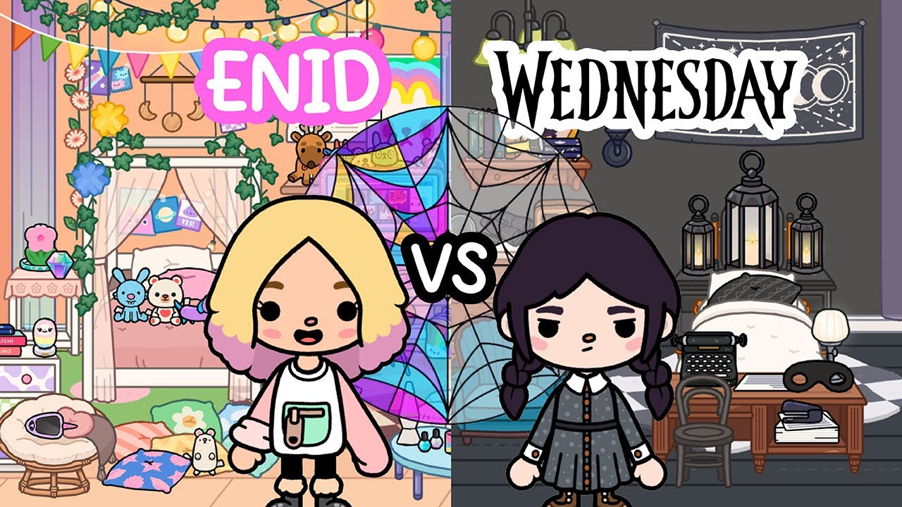 WEDNESDAY vs ENID Dorm Bedroom Makeover from NETFLIX 🌈🖤 TOCA BOCA House Ideas | Toca Life World