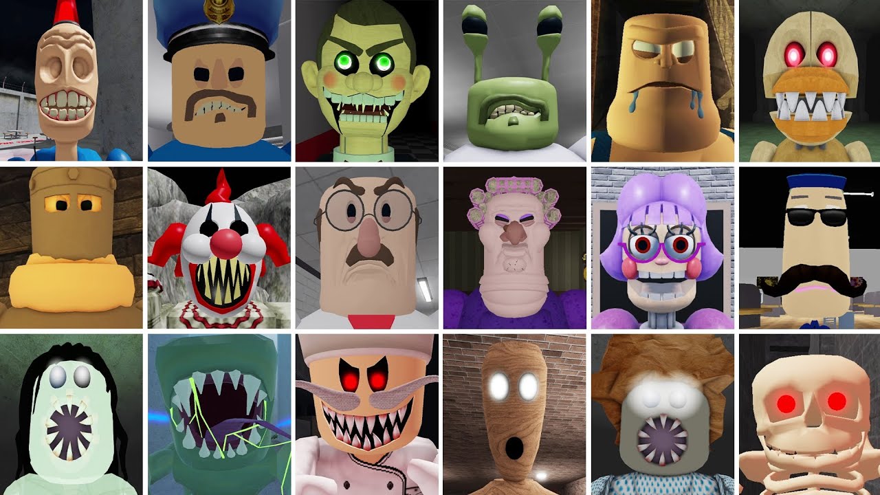 Roblox PlatinumFalls Jumpscares in All Scary Obby Grumpy,Barry,Carnival Of Terror,Miss Ani Tron