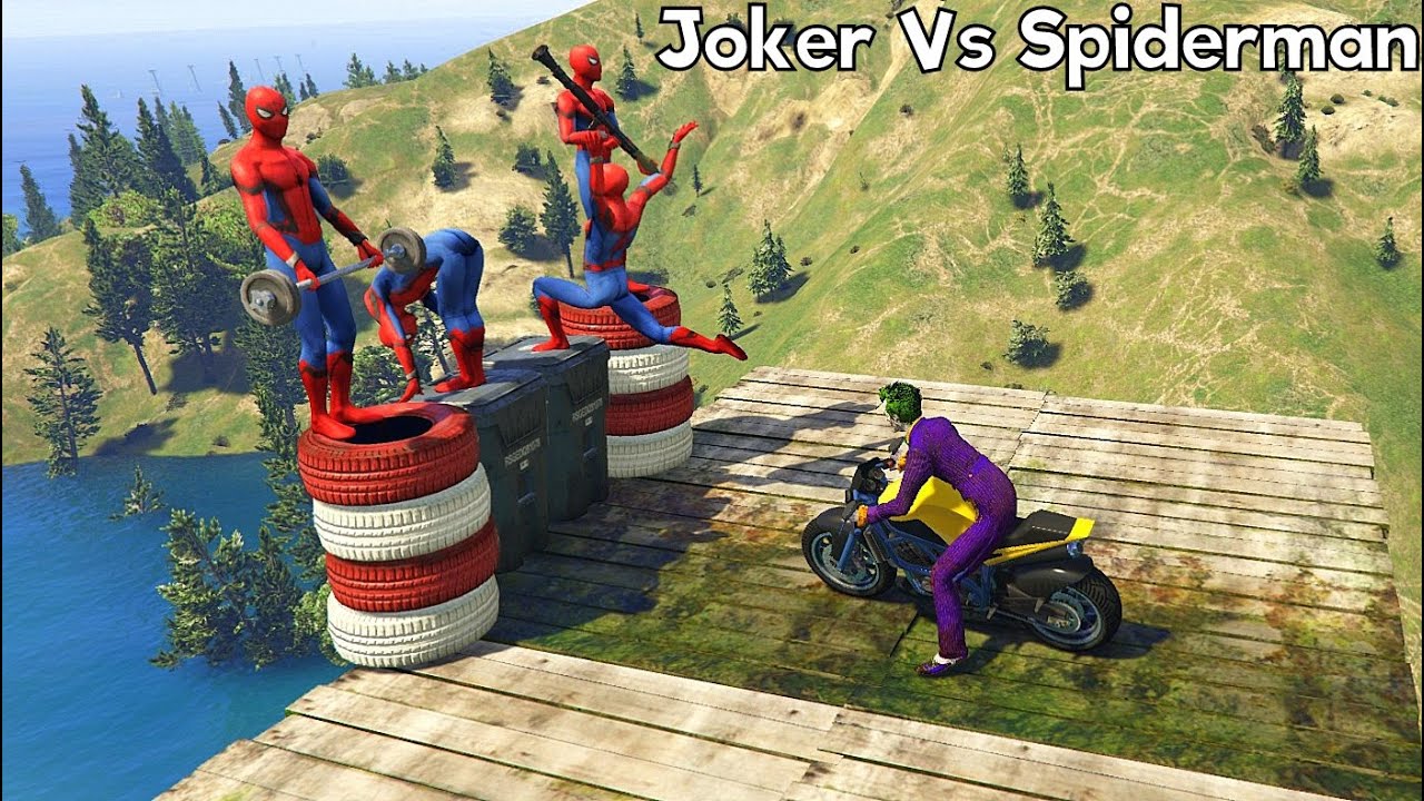 GTA 5 Water Ragdolls Crazy Joker Vs Spiderman Motorcycle Fails (Euphoria Physics, Funny Moments)