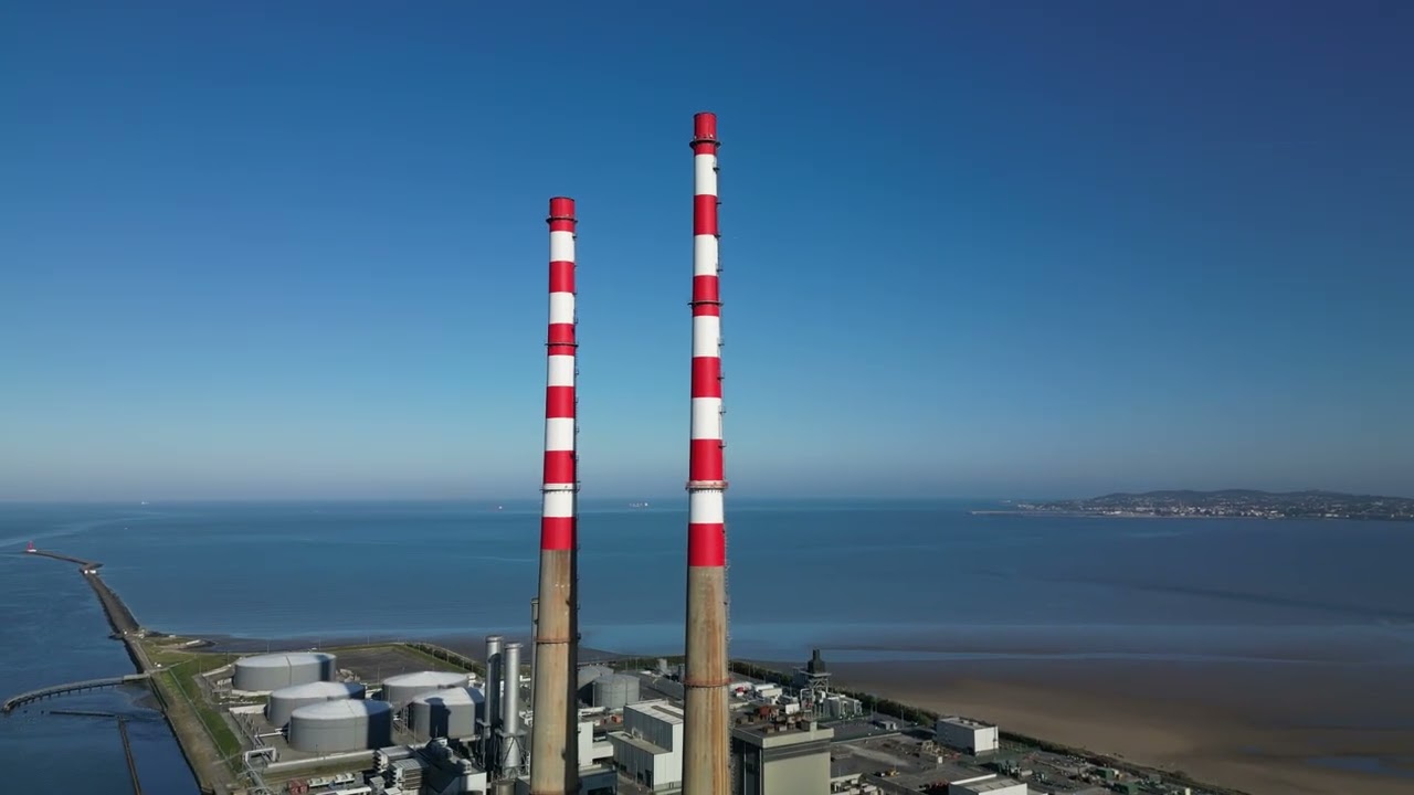 Dublin City - Poolbeg Chimmney Flyby