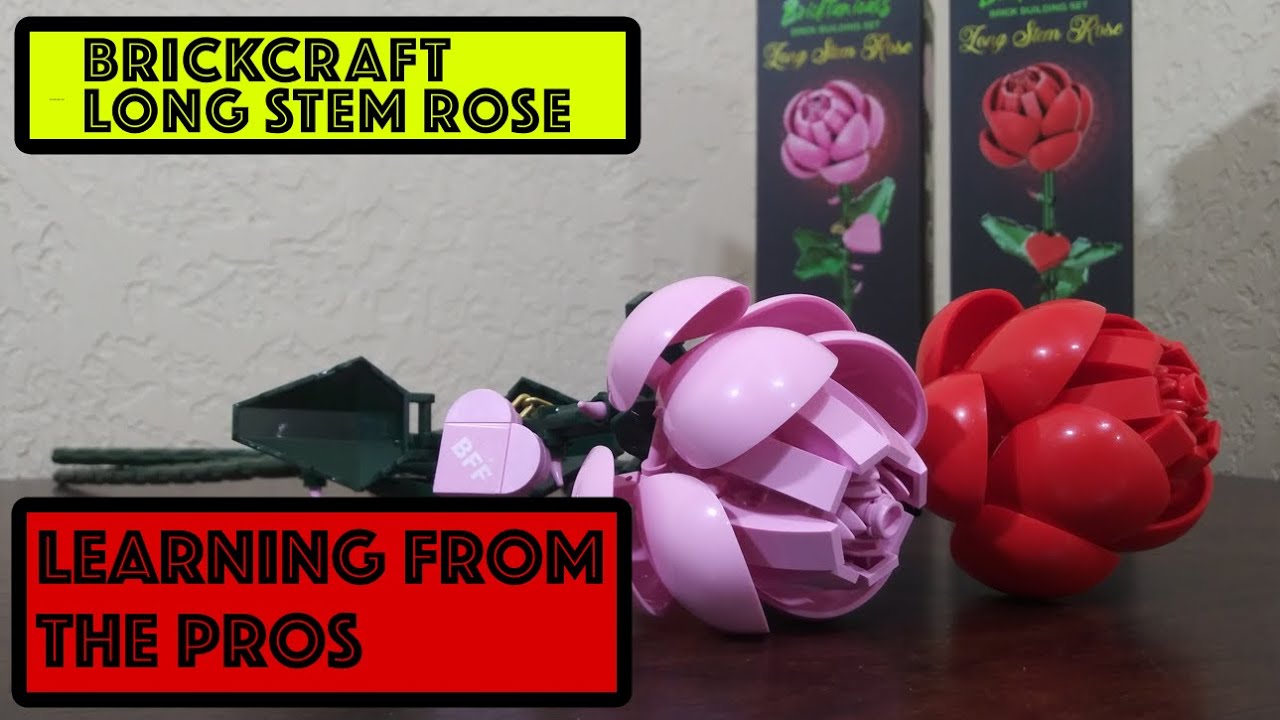Learning From The Pros - BRICKCRAFT - Long Stem Rose - Pink and Red