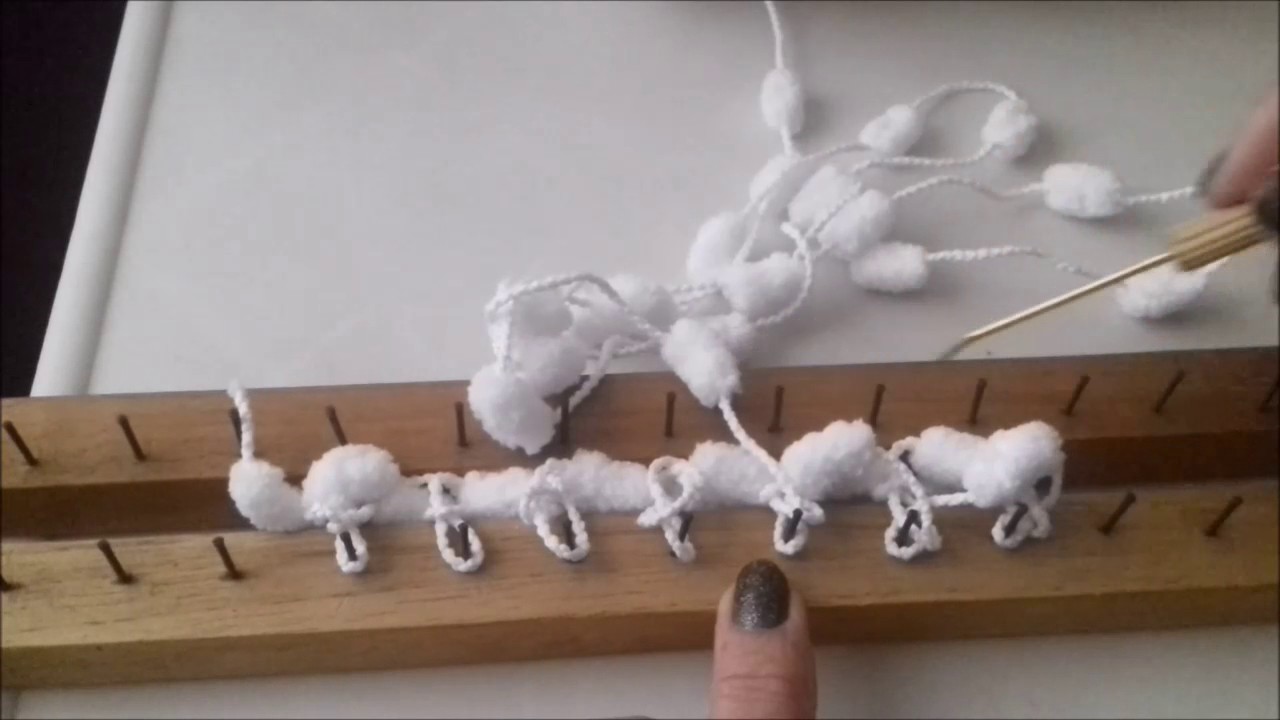 TEAR DE PREGOS COM FIOS DE POMPONS (TRÊS MODOS DE FAZER) TUTORIAL MARLY THIBES
