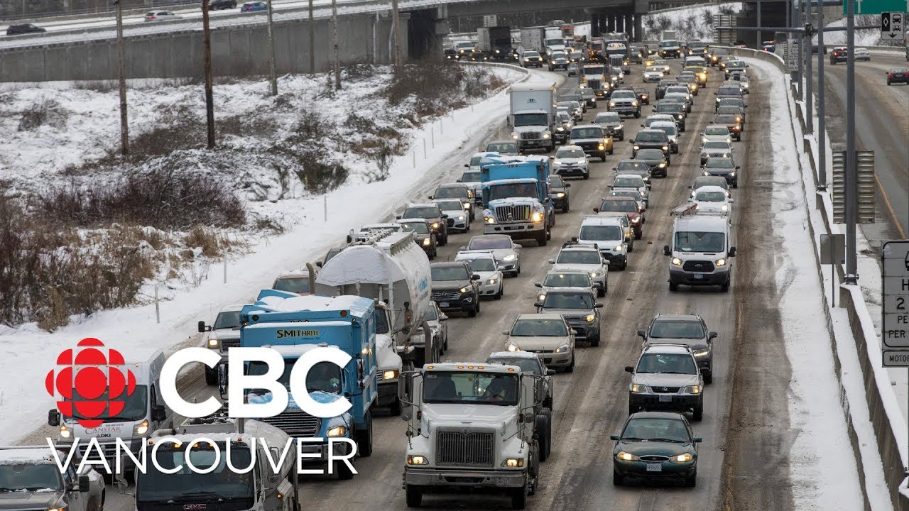 Snow and ice slow traffic on Highway 1 in B.C.