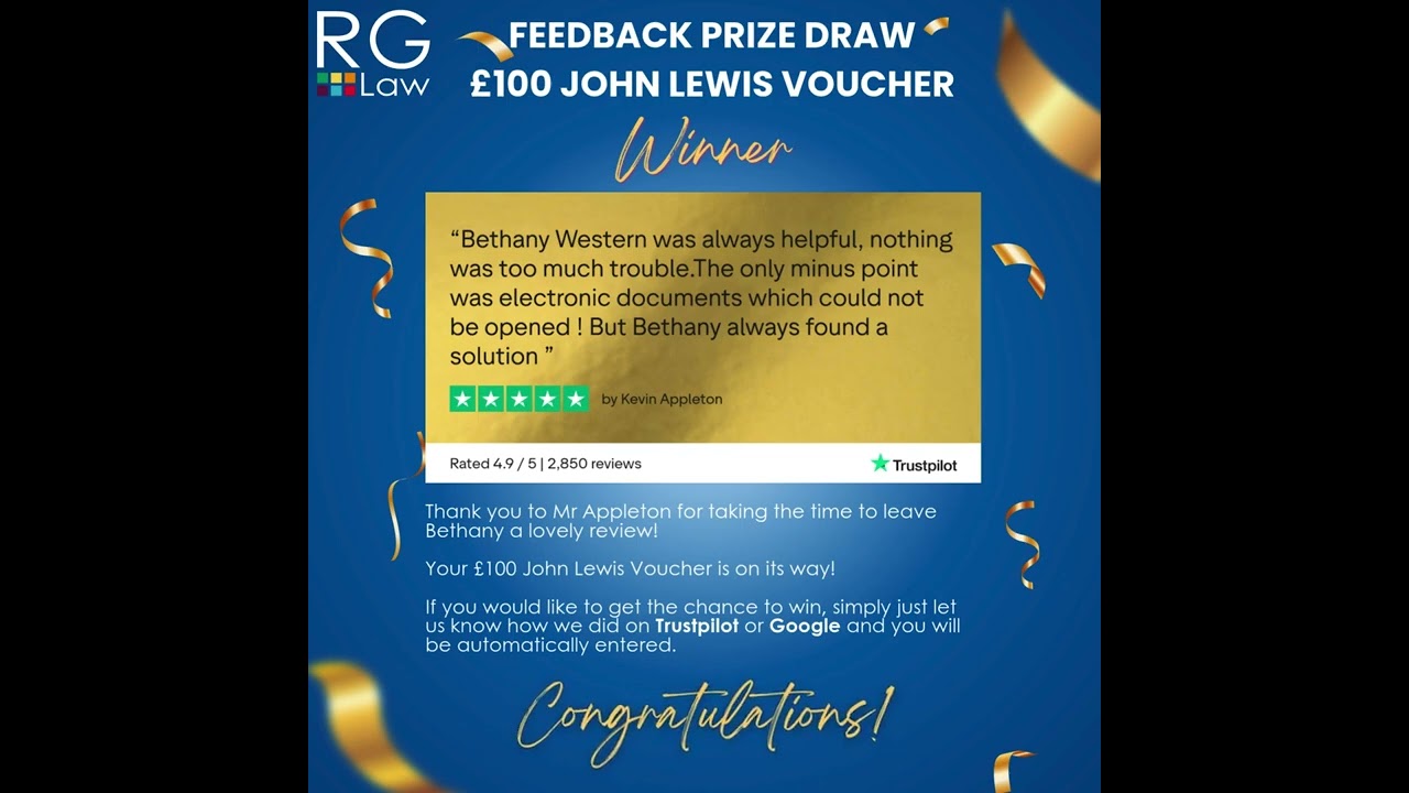 🎉Winner Announcement! | RG Law £100 John Lewis Voucher Feedback Prize Draw