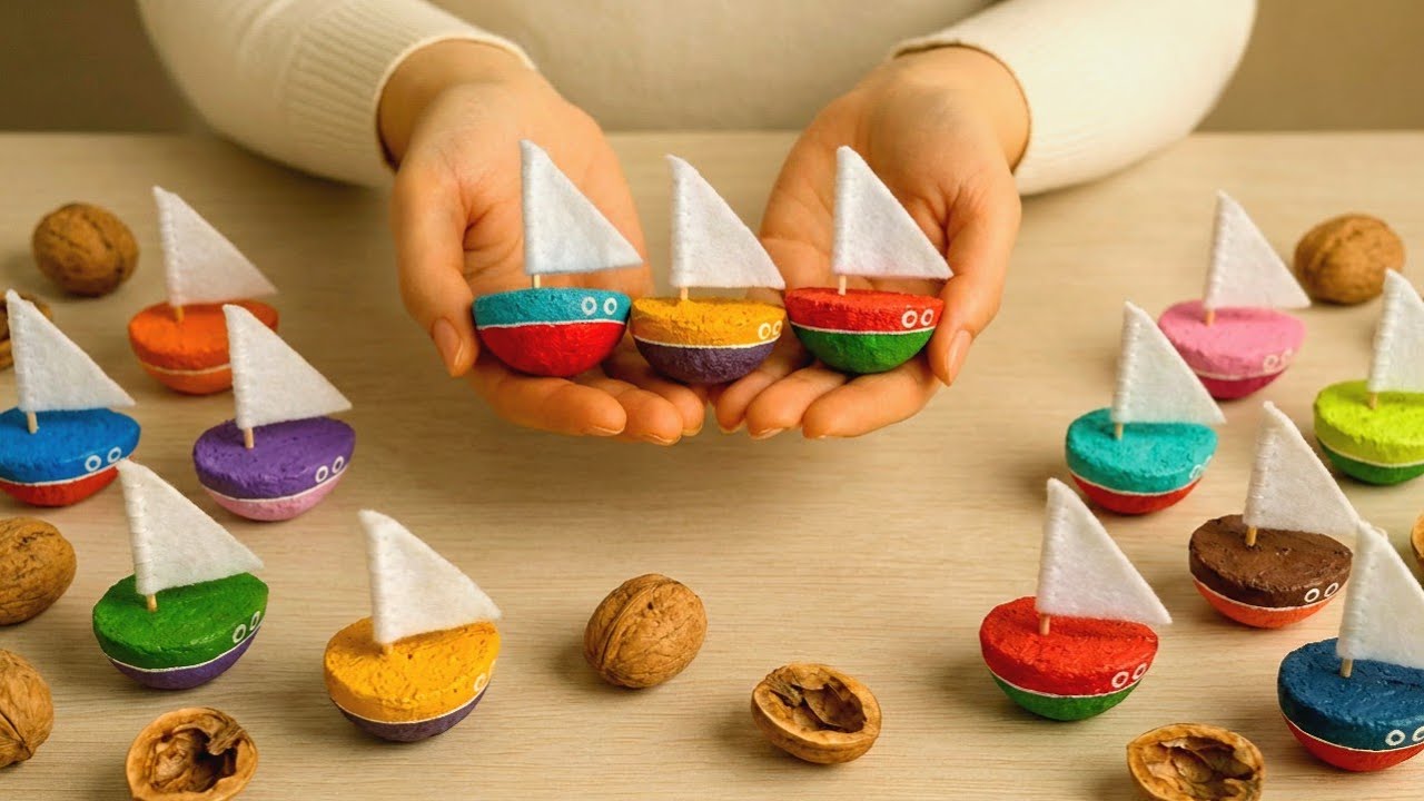 Turn Walnut Shells into Realistic Boats ⛵️ | DIY Home Decor Using Recycled Materials ♻️✨
