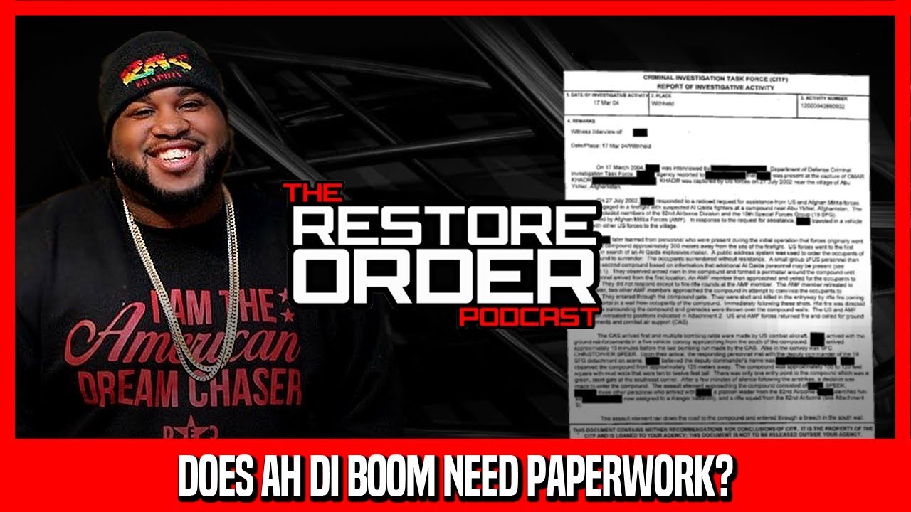 DOES AHDI BOOM NEED PAPERWORK?? (RESTORE ORDER)