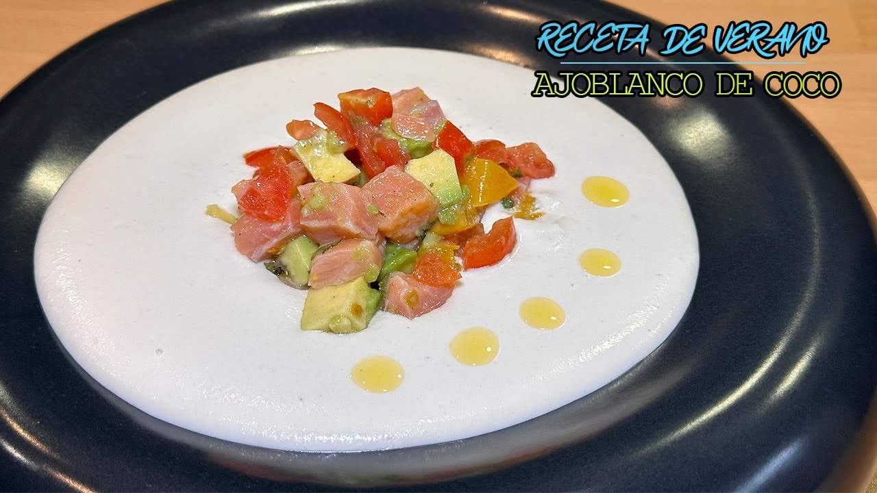 🌴 ¡AJOBLANCO DE COCO con PICO DE GALLO! 🥥 Receta fácil y rápida| Recetas de verano