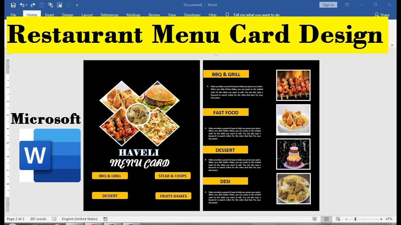 how to make a restaurant menu on microsoft word