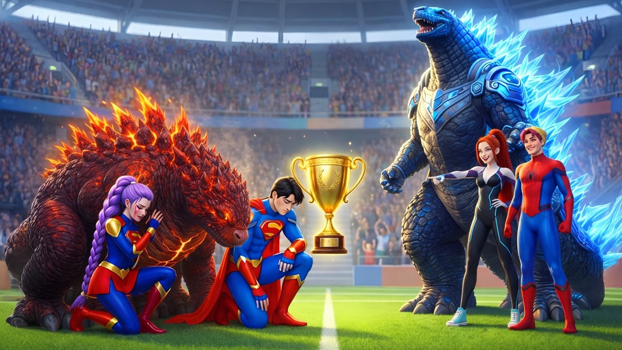 SUPERMAN Vs SPIDERMAN: RUMI Gets Magic Godzilla Racing Championship - KPOP Demon Hunters