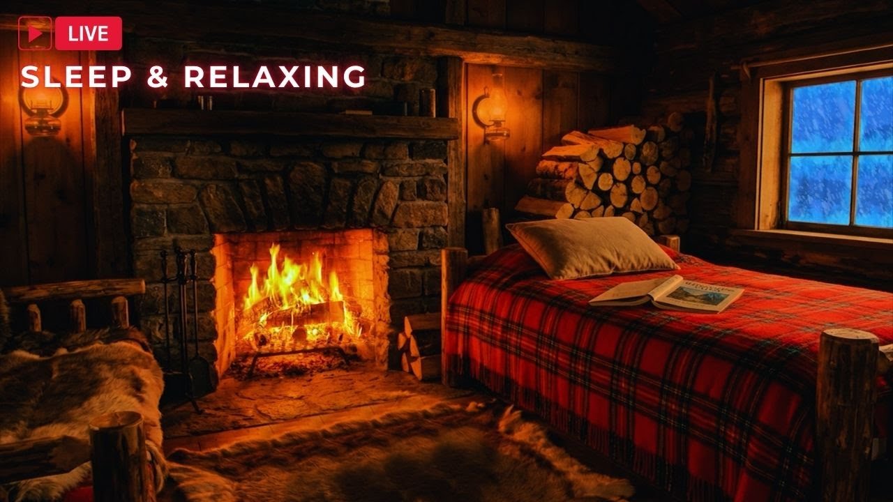 Winter Storm & Fireplace Sounds - Relaxing Ambience for Sleep & Comfort