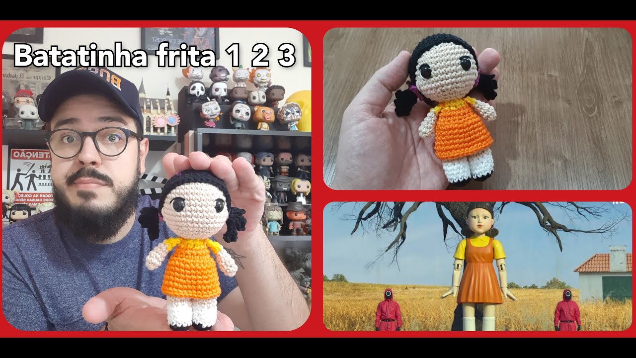 Boneca Round 6 Amigurumi Batatinha Frita 1 2 3 Netflix  Squid Game #tiagoamigurumi #round6 #netflix