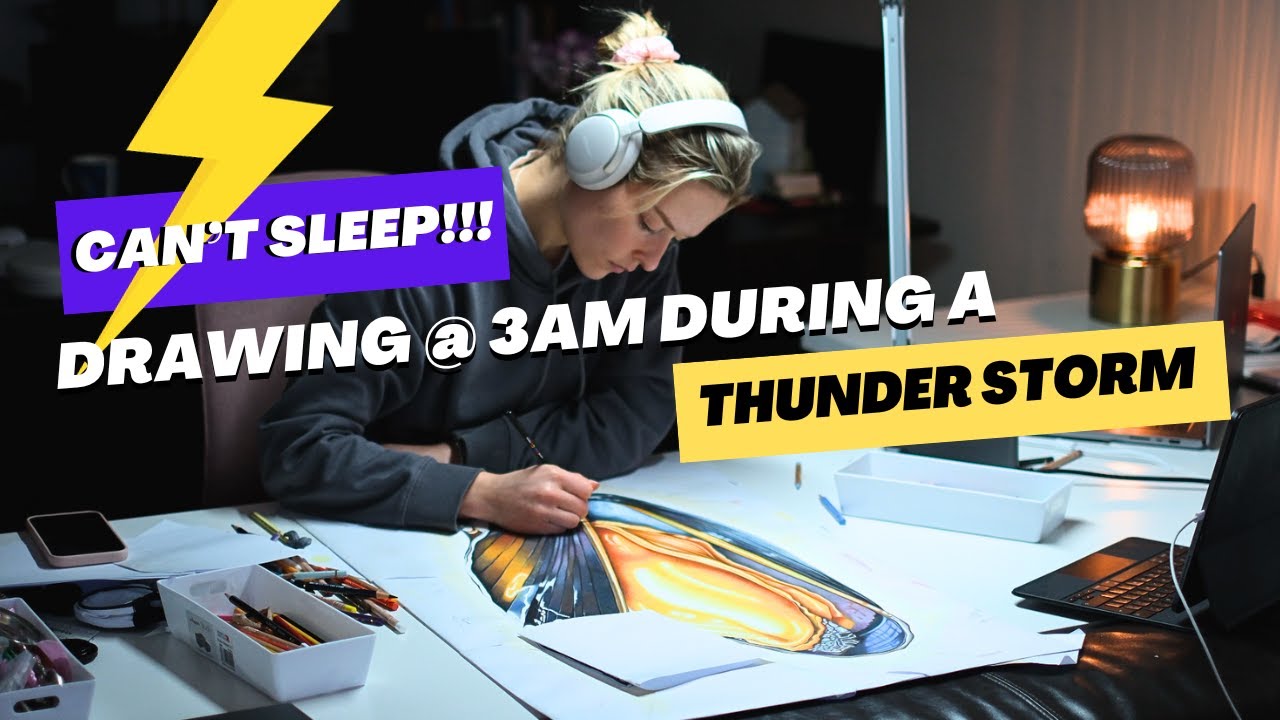 Night owls unite! Draw with me during a HUGE thunderstorm. ASMR included!!!