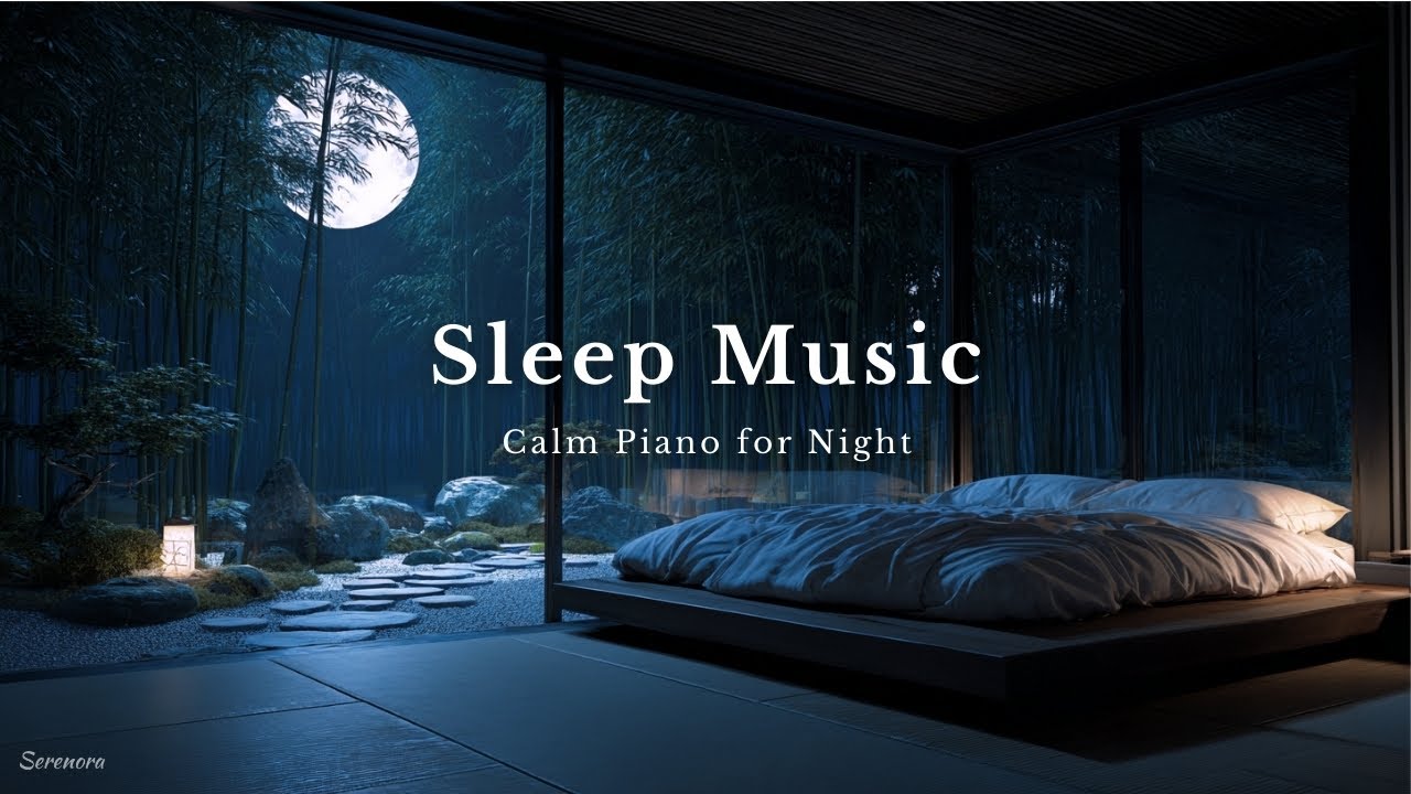 Sleep Music | Calm Piano in a Moonlit Japanese Bamboo Garden | Deep Sleep