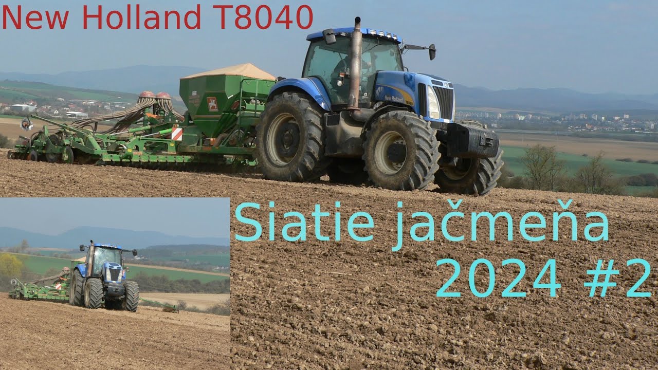 Skoro zapadnutý traktor / Sejba jačmeňa 2024 #2 / New Holland T8040 + Amazone Cirrus 6001 Super