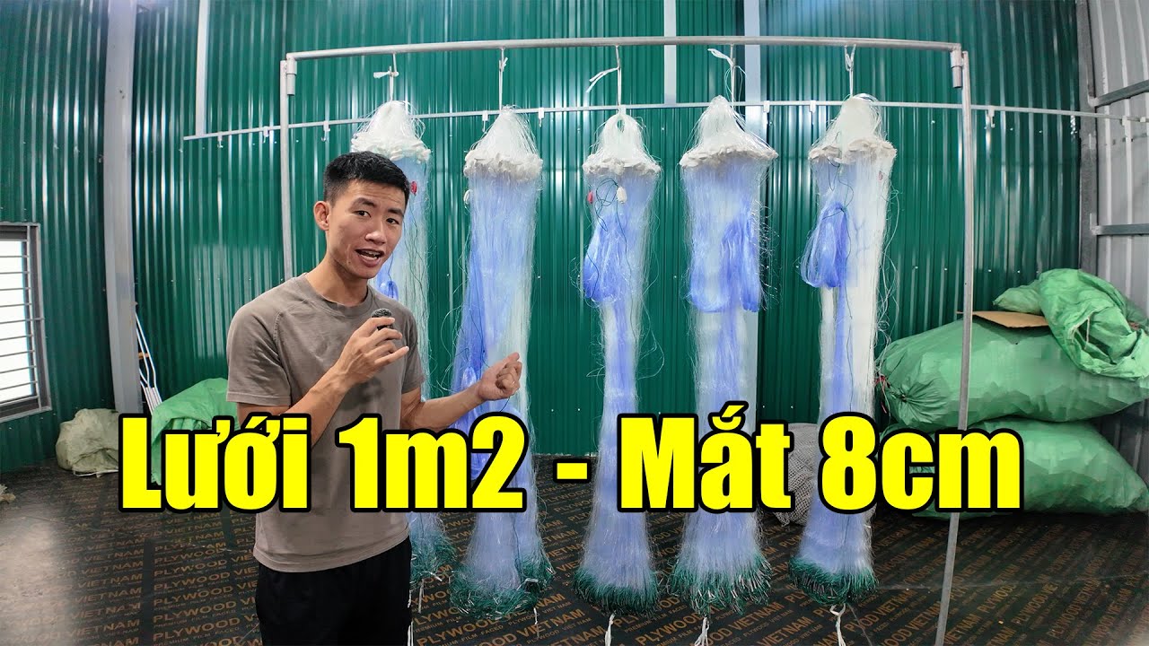 Lưới Đ&aacute;nh C&aacute; Ch&eacute;p - C&aacute; Phi | Cao 1m2 - Mắt 8cm - D&agrave;i 90m #450k || Zalo: 0396.23.9999