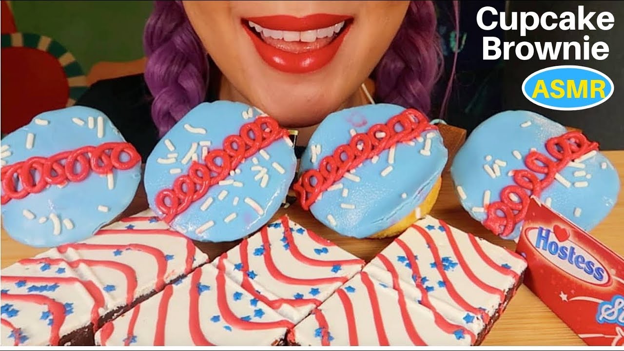 ASMR 성조기모양 컵케이크, 브라우니 리얼사운드 먹방| HAPPY Memorial Day CUPCAKE,BROWNIE EATING SOUND|CURIE. ASMR