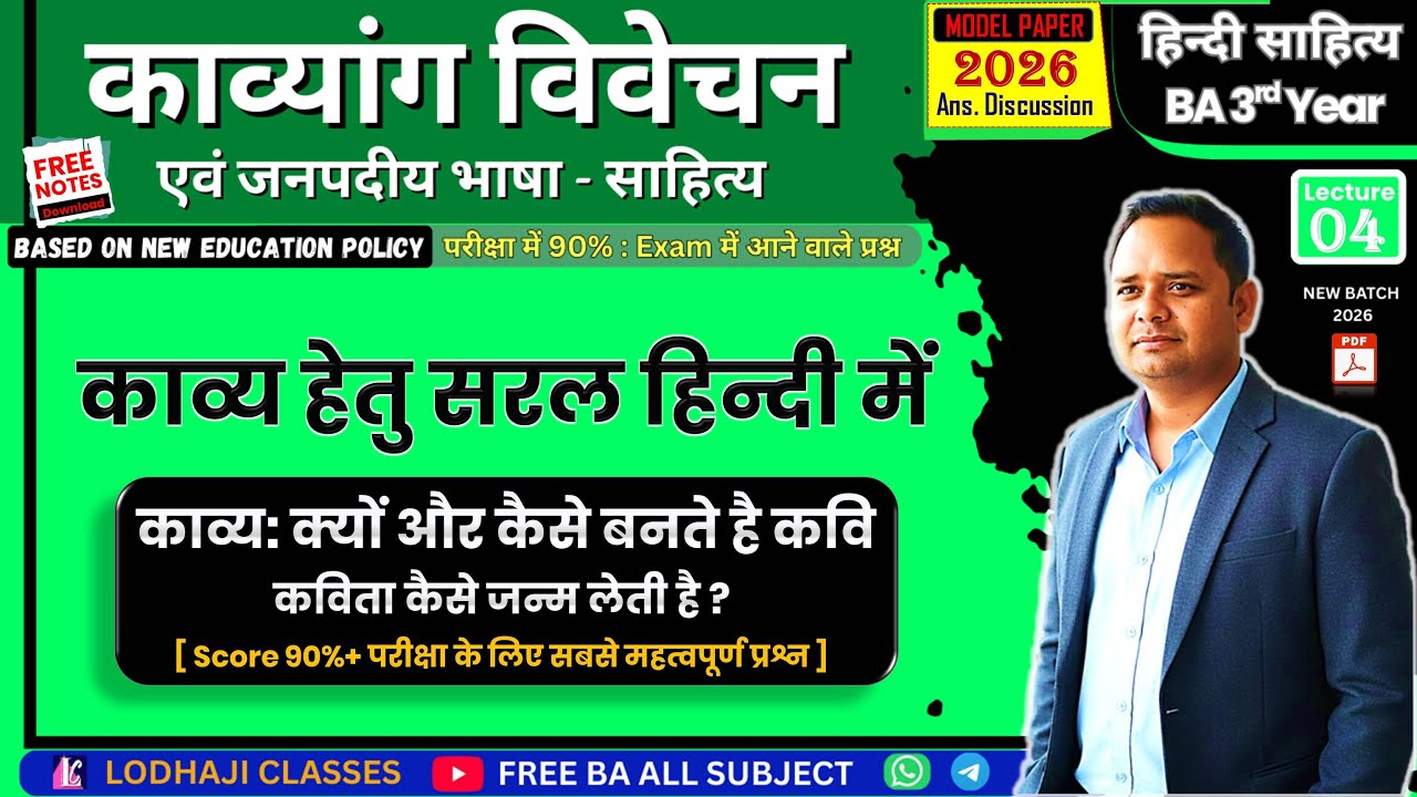 4. काव्य हेतु का अर्थ और प्रकार | BA 3rd Year हिन्दी साहित्य : काव्यांग विवेचन | Exam Tips, Top MCQs