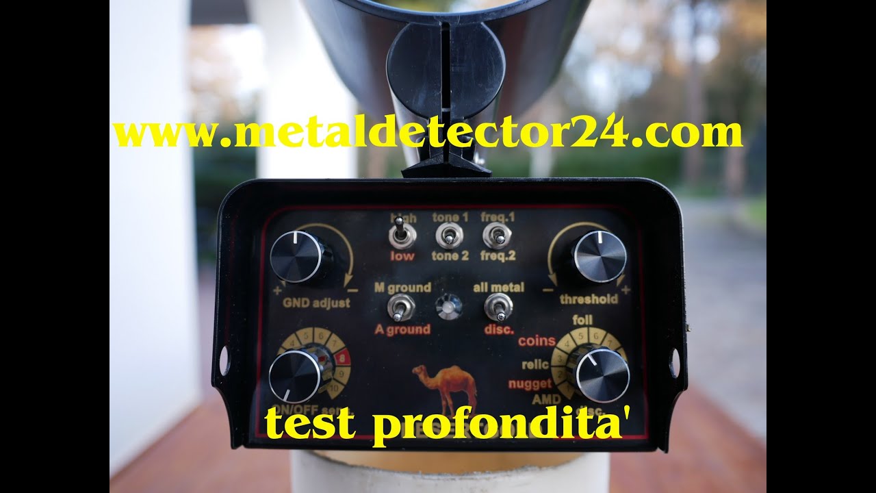 metal detector DESERTGOLD 3 test di profondita' con bobina piastra 11dd rileva ANELLO A 45 CM