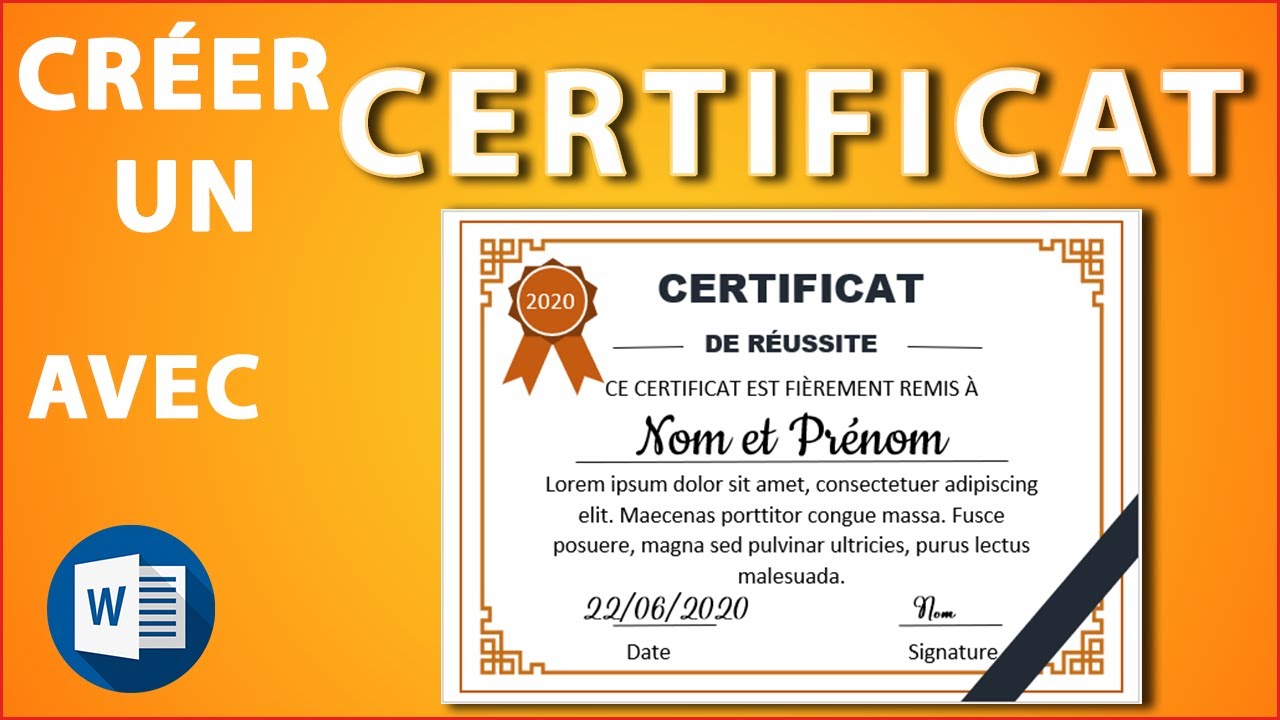 Comment réaliser un certificat avec word en 2022