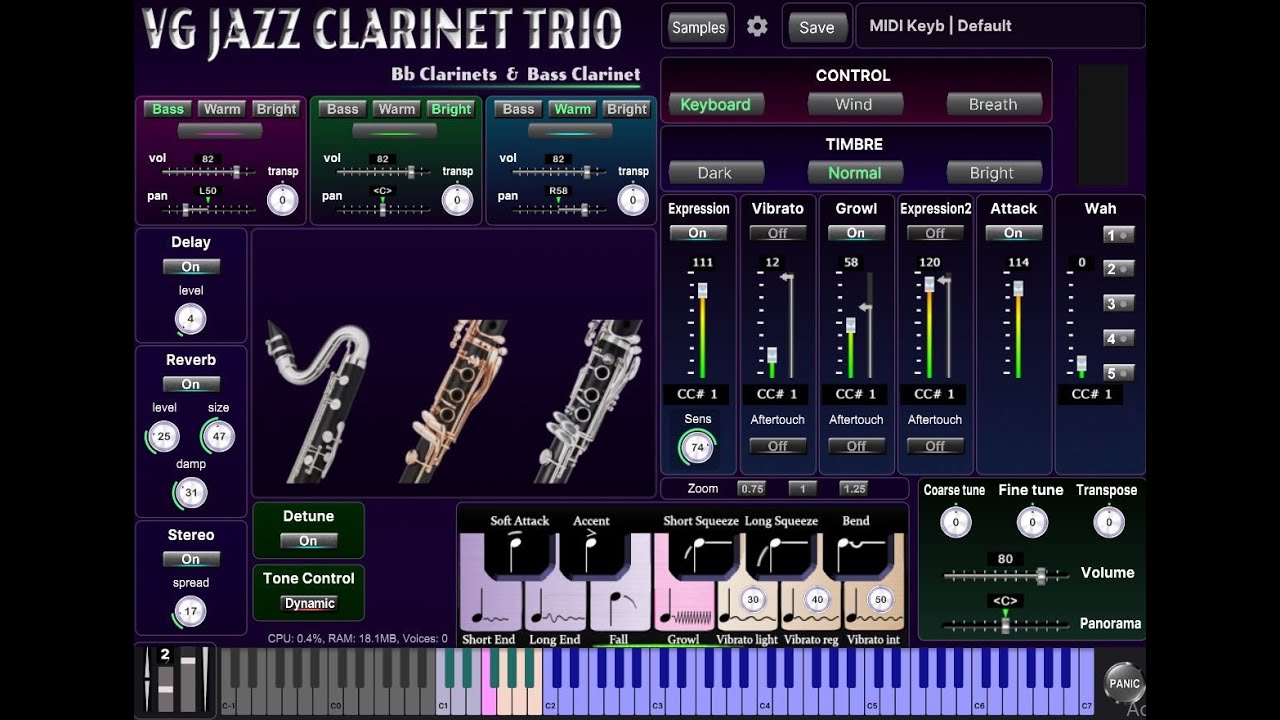 VG Jazz Clarinet Trio &ndash; Authentic Bb and Bass Clarinet Sounds for Mac & PC. VST, AU, Standalone app.