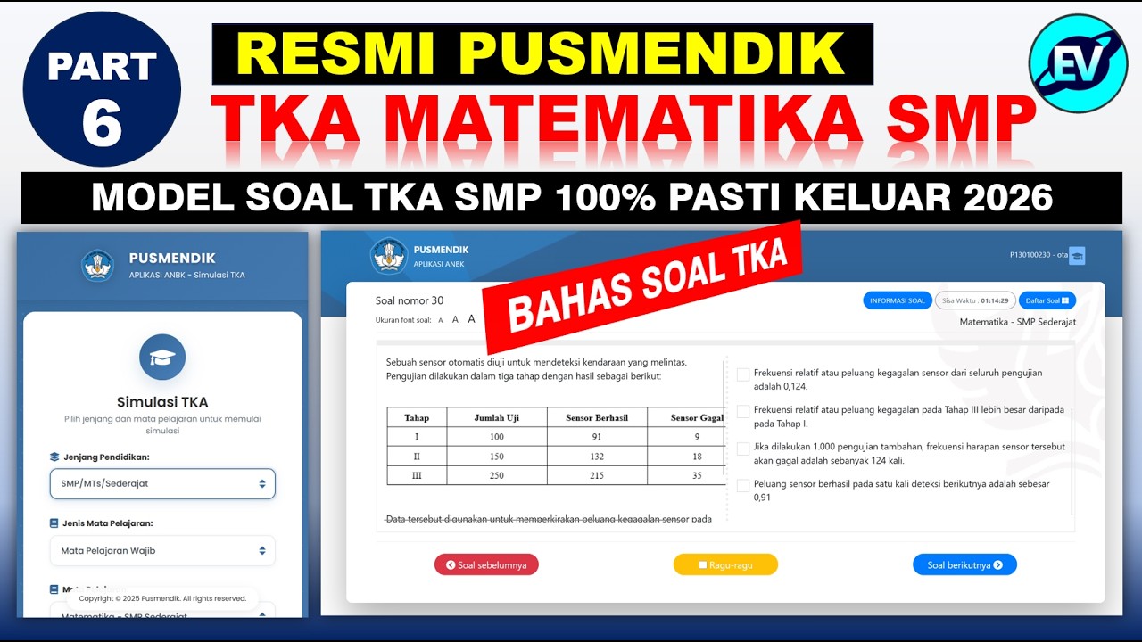 RESMI PUSMENDIK Pembahasan Soal TKA Matematika SMP MTs 2026 sesuai Kisi-kisi Kemdikbud Part-6