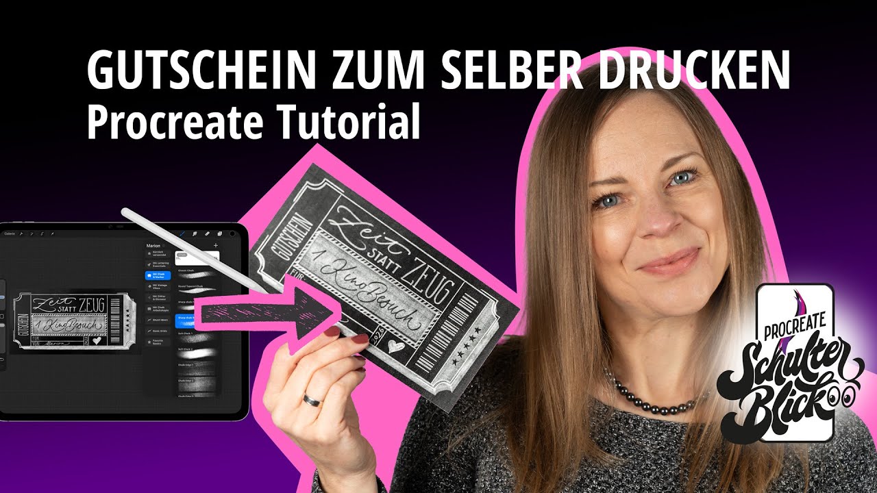 Selbstgemachter Gutschein mit Handlettering zum Ausdrucken – Procreate Schritt für Schritt Tutorial