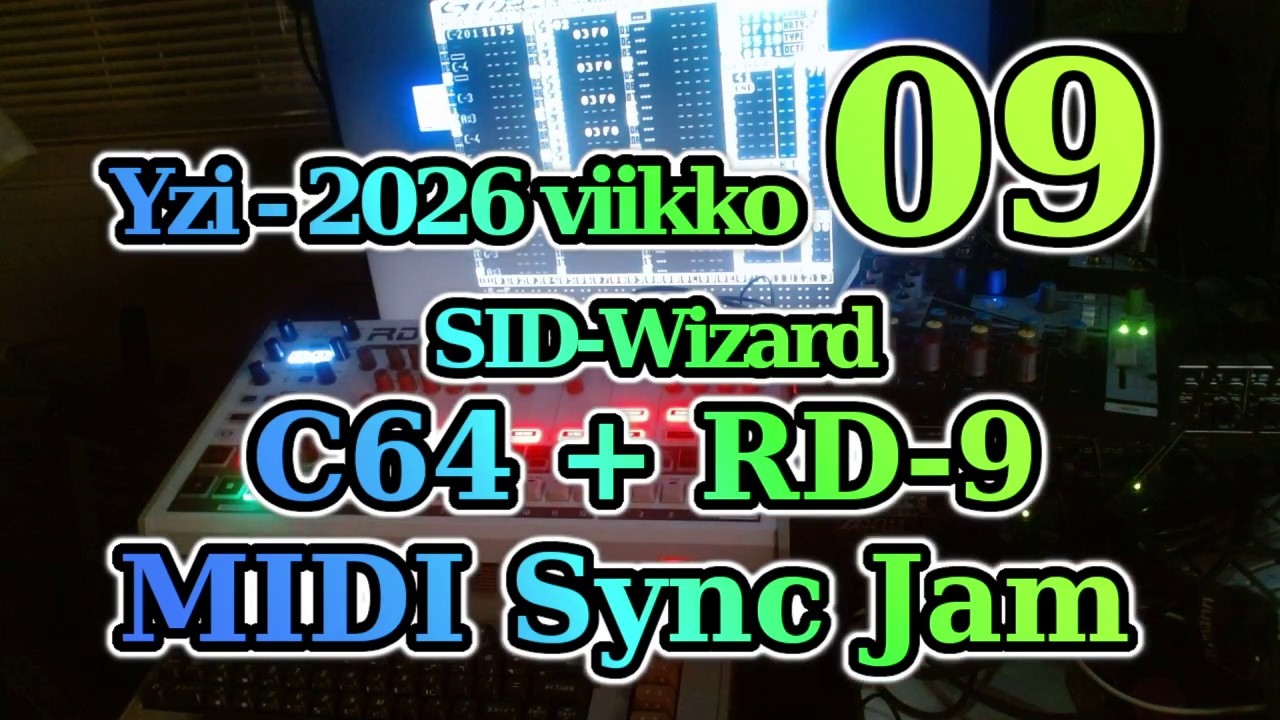 2026 Viikko 09 MIDI Sync Jam experiment RD-9 + C64