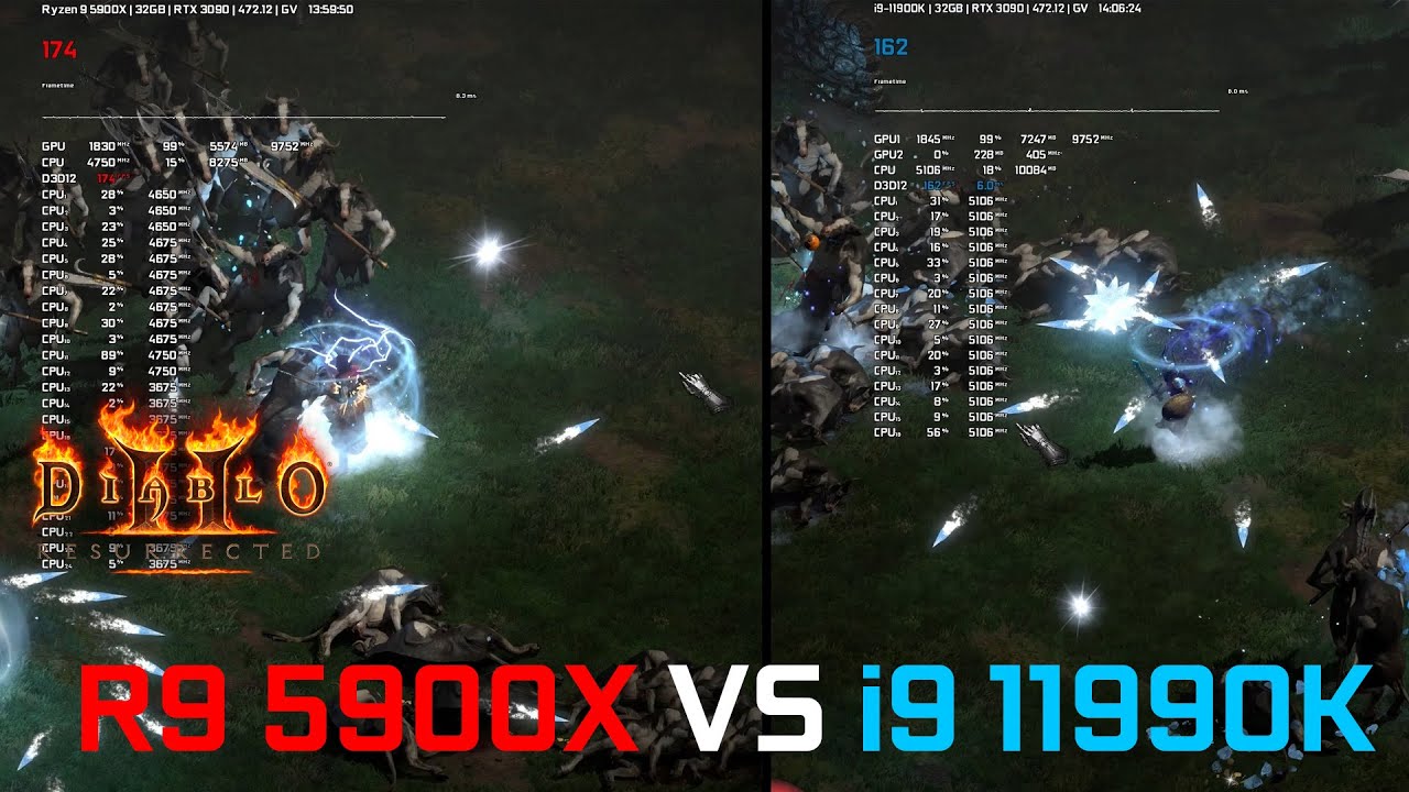 Diablo 2 Resurrected | Ryzen 5900X VS i9-11900K | RTX 3090 All Max 2560x1440
