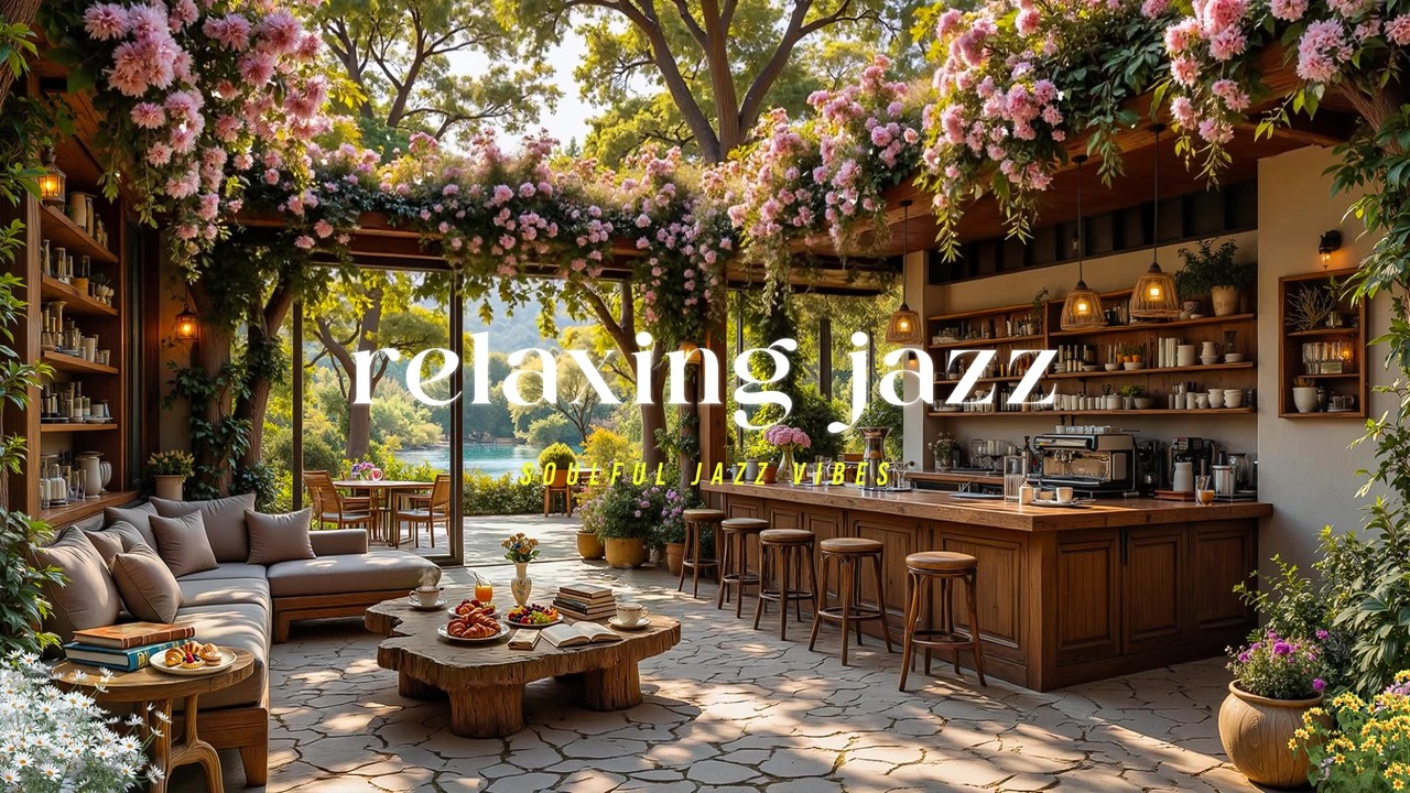 Peaceful Morning Jazz at a Blooming Garden Caf&eacute; | Relaxing Jazz Music & Bird Sounds for Work & Study