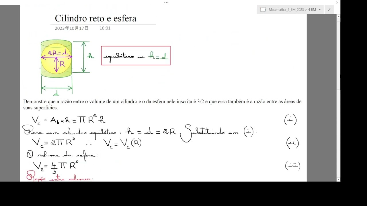 Inscrição de sólidos: cilindro e esfera