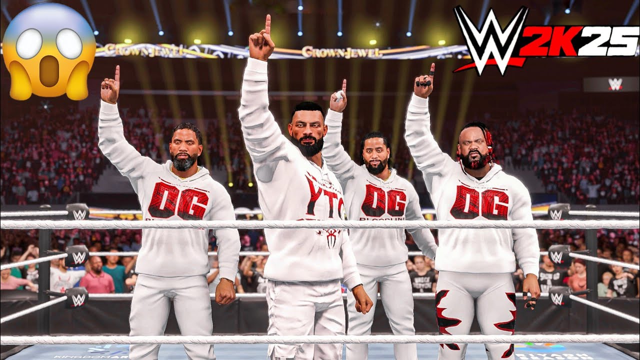 OG Bloodline прерывает матч Коди Роудса против Сета Роллинса на Crown Jewel — геймплей WWE 2K25
