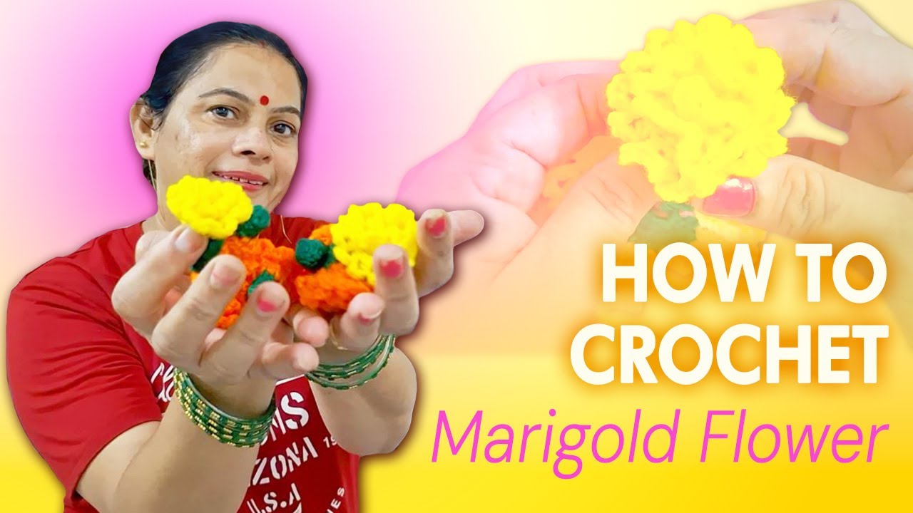 How to Crochet Marigold Flower ⟡ Crochet Reena