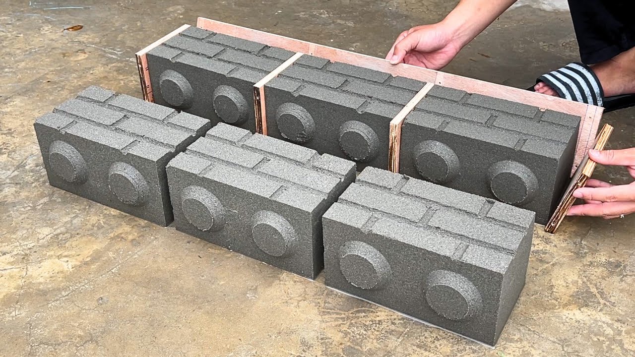 Great ideas Casting 3 Lego Bricks At Once With Beautiful Patterns - Interlocking Cement Bricks