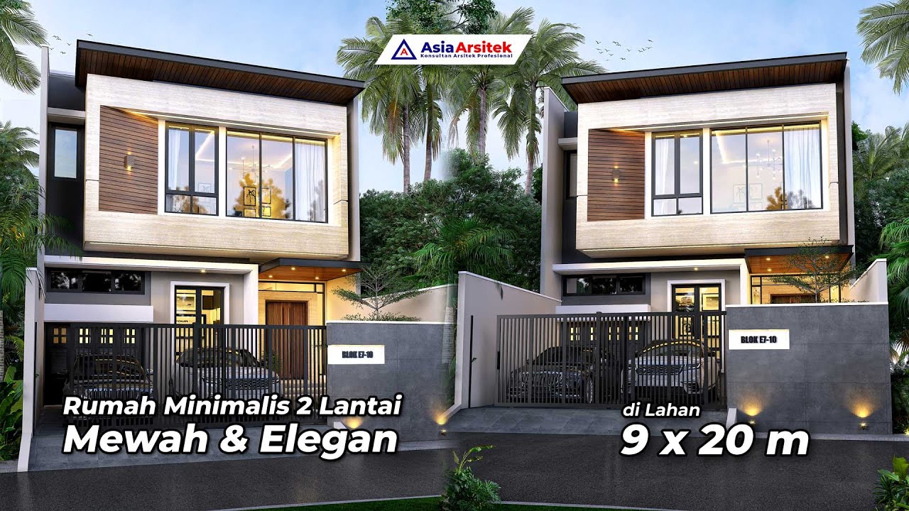 Desain Rumah Mewah Minimalis 2 Lantai di lahan 9x20 meter