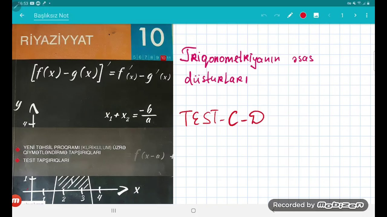 DİM X Triqonometriyanın əsas düsturları Test C - D