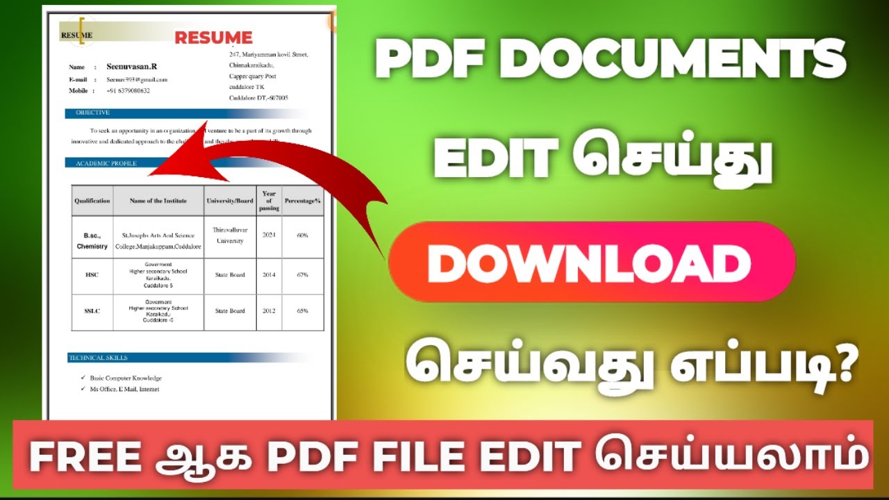 pdf file editing in mobile tamil | how edit pdf resume in tamil in mobile