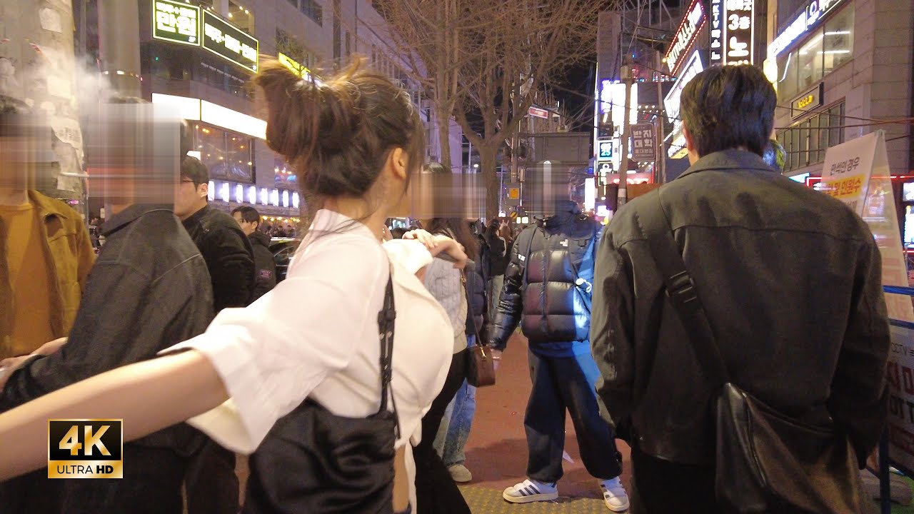 ［Hongdae 4K］Seoul Night Walk!! ~ Я иду с тобой сегодня вечером в клуб Хондэ ~~ !!