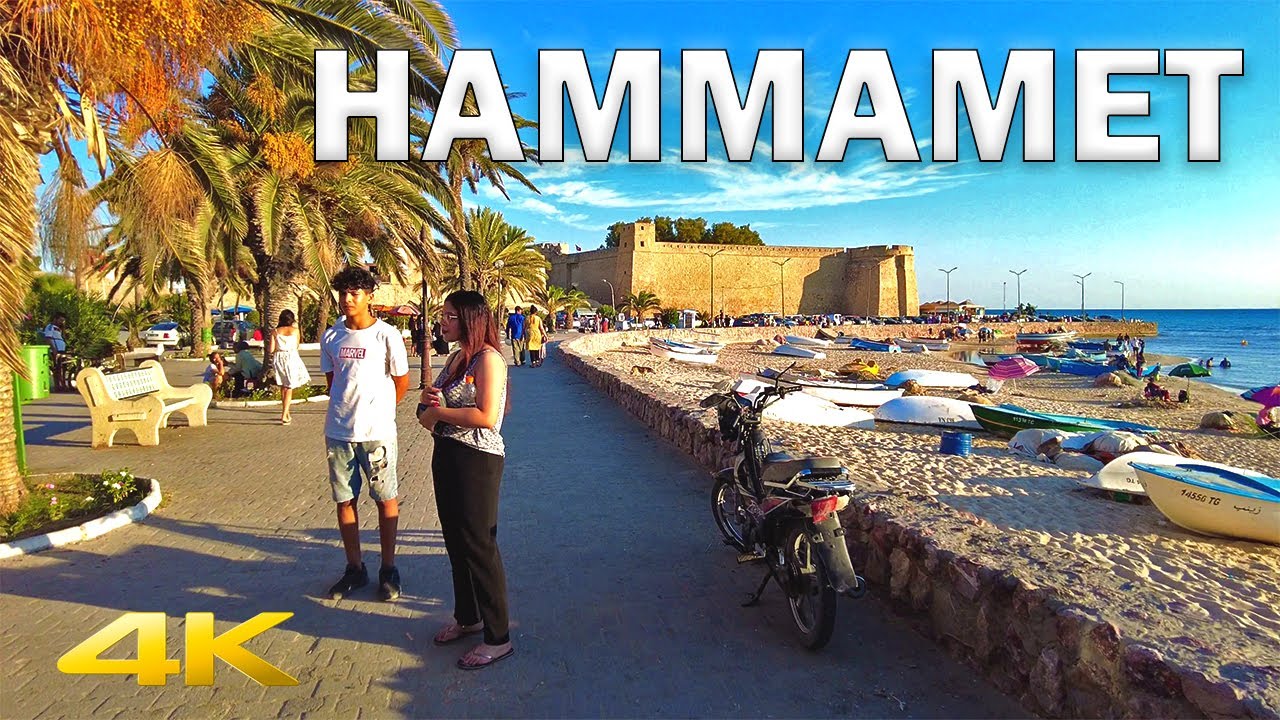 Hammamet/حمامات  Coastal City Walking Tour in Tunisia【4K HD – 60fps】🇹🇳