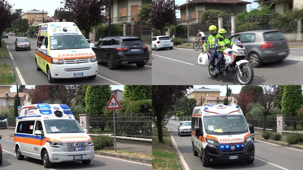 [Simulazione] incidente stradale a Calcinato arrivo Ambulanze in sirena +motosoccorso