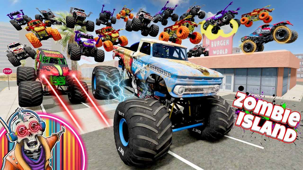 Monster Jam INSANE Racing, Freestyle, and High Speed Jumps LIVE | Zombie Island #9 | Grave Digger