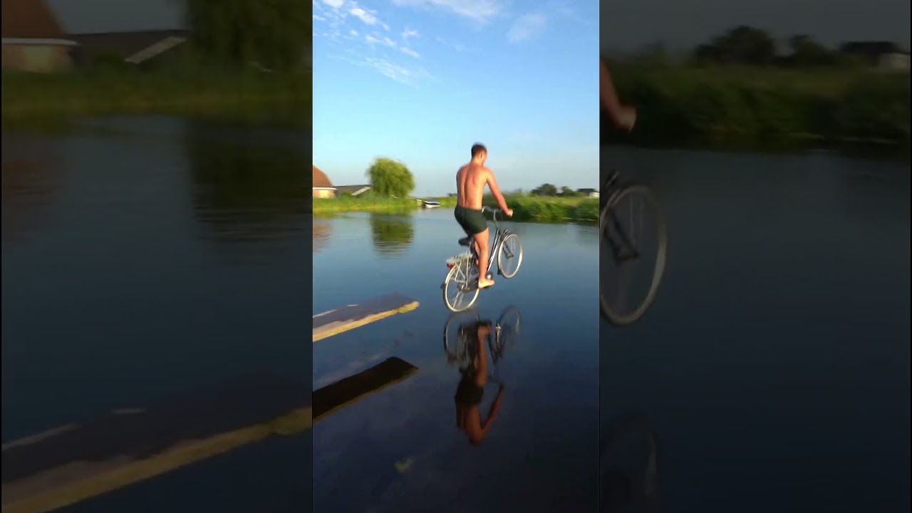 Salto's, zwemmen, fietsen, skateboarden en vissen tegelijk! 🤣 