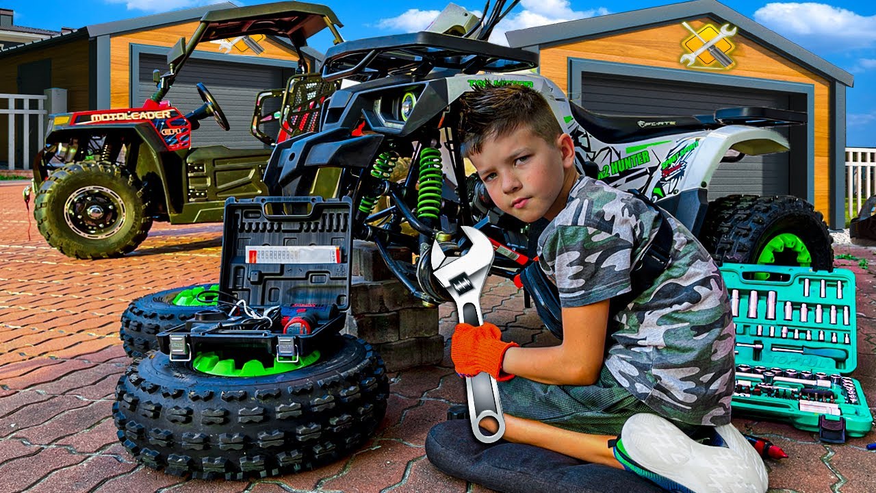 Den helps Mom fix the ATV