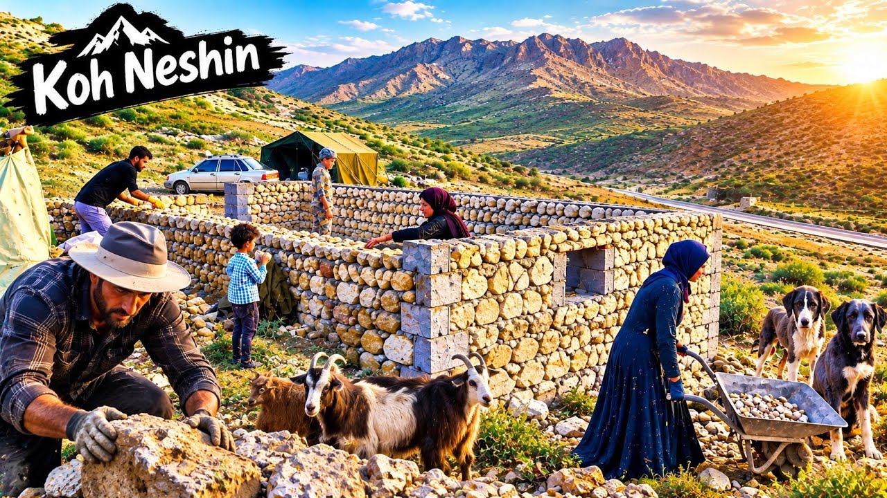 😱Struggle to Stay Alive: Nomads' Efforts to Build Stone Houses Before the Onset of Bitter Cold 🏠🏔️🔥